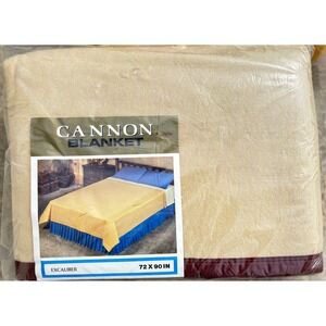 Vintage Cannon Excaliber Blanket Tan  Lock-Nap 72x90 Made in USA